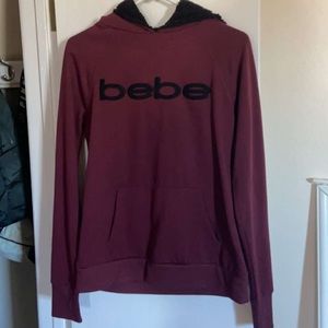 Maroon BEBE fuzzy hoodie
